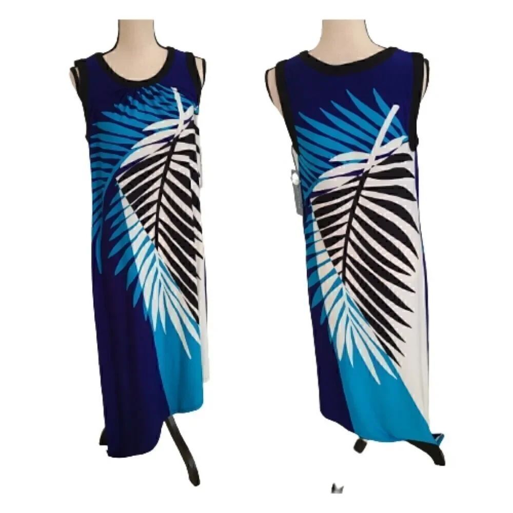 LONDONโTIMESโWomensย LongโTropicalโPrintโSheathโDressโSizeโ8โNWT